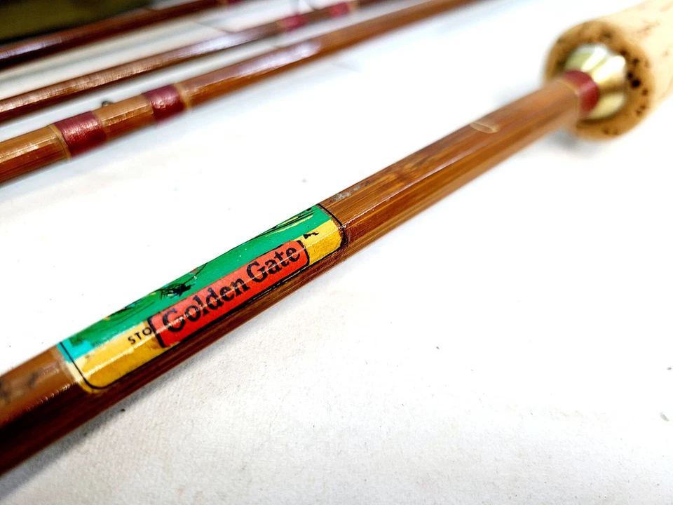 Booklure Golden Gate New? 1940's Vintage (9ft, 4pc, 2 tips) Cane Fly Rod - Image 2 of 4
