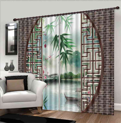 Bamboo Out Of Window 3D Curtain Blockout Photo Printing Curtains Drape Fabric - 第 1/12 張圖片