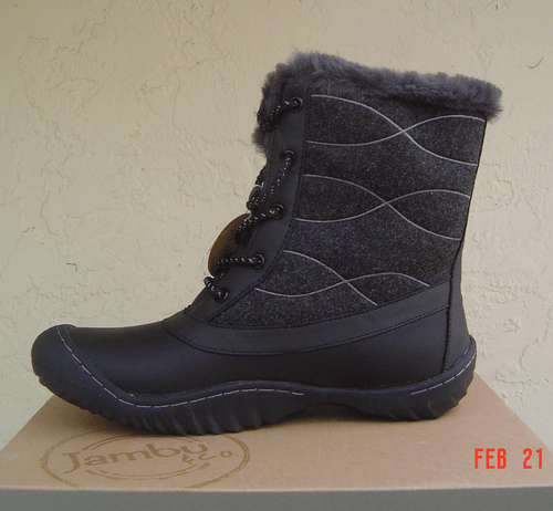 NEW JAMBU JBU BLACK VEGAN LEATHER FUR CONFORT WINTER BOOTS SIZE 8.5 M $90 - Picture 2 of 4