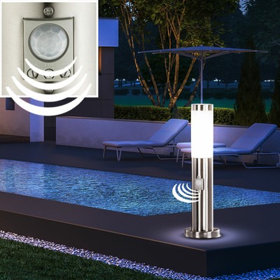 Design Aussen Edelstahl Garten Steh Stand Leuchte Beleuchtung Bewegungsmelder Hof Ebay