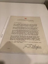 1937 Continental Oil Company Conoco Travel Bureau Letter Joe Thompson