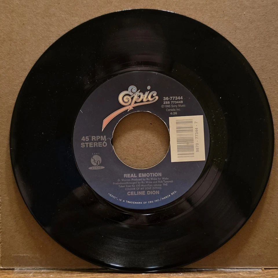 Celine Dion -  Mislead/Real Emotion - EPIC - 45rpm Vinyl - Image 2 of 2
