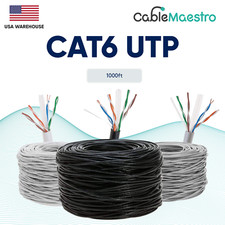 CAT6 1000FT Cable LAN Ethernet UTP 23AWG Solid Wire 550Mhz RJ45 Network Bulk