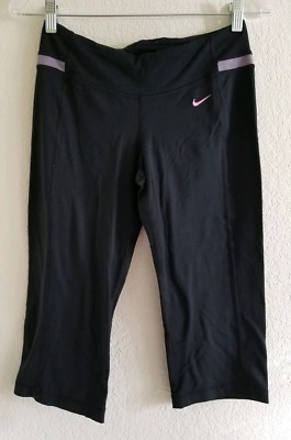 Nike cropped yoga fitness pants size S black dry fit womens activewear | eBay