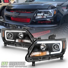 Black 2015-2022 Chevy Colorado Led Tube Projector Headlights Headlamp Left+right