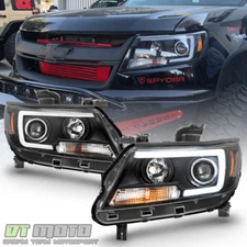 Black 2015-2022 Chevy Colorado LED Tube Projector Headlights Headlamp Left+Right
