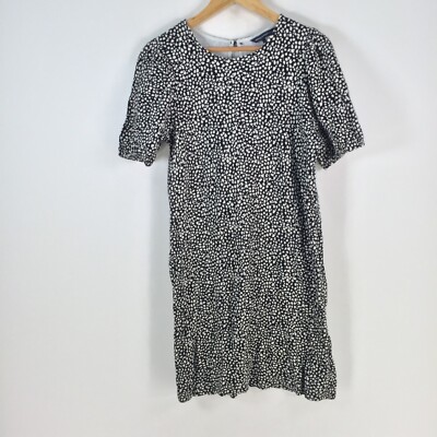 French Connection womens dress size M black geometric shift short sleeve 075708