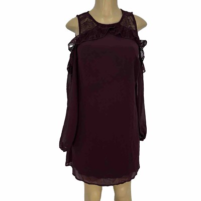 Maurices Burgundy Cold Shoulders Sun Dress Womens Size