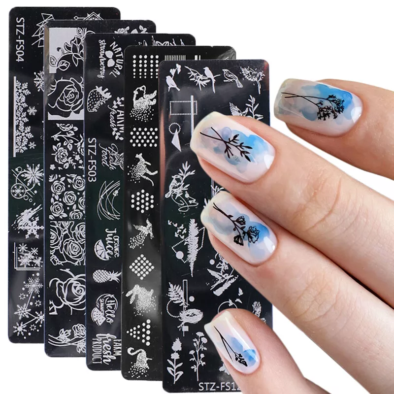 1pc Nail Art Stamping Plate Geometric Flower Pattern Stainless