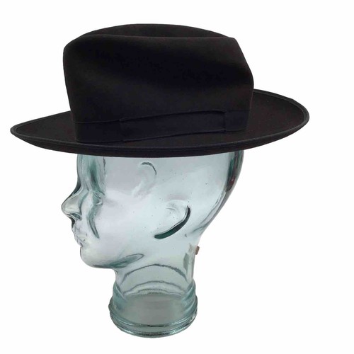 Mens Hat Fedora Black Felt 6 3/4 Beaver Hat Co. USA, 2 3/4” Brim, Quality Made
