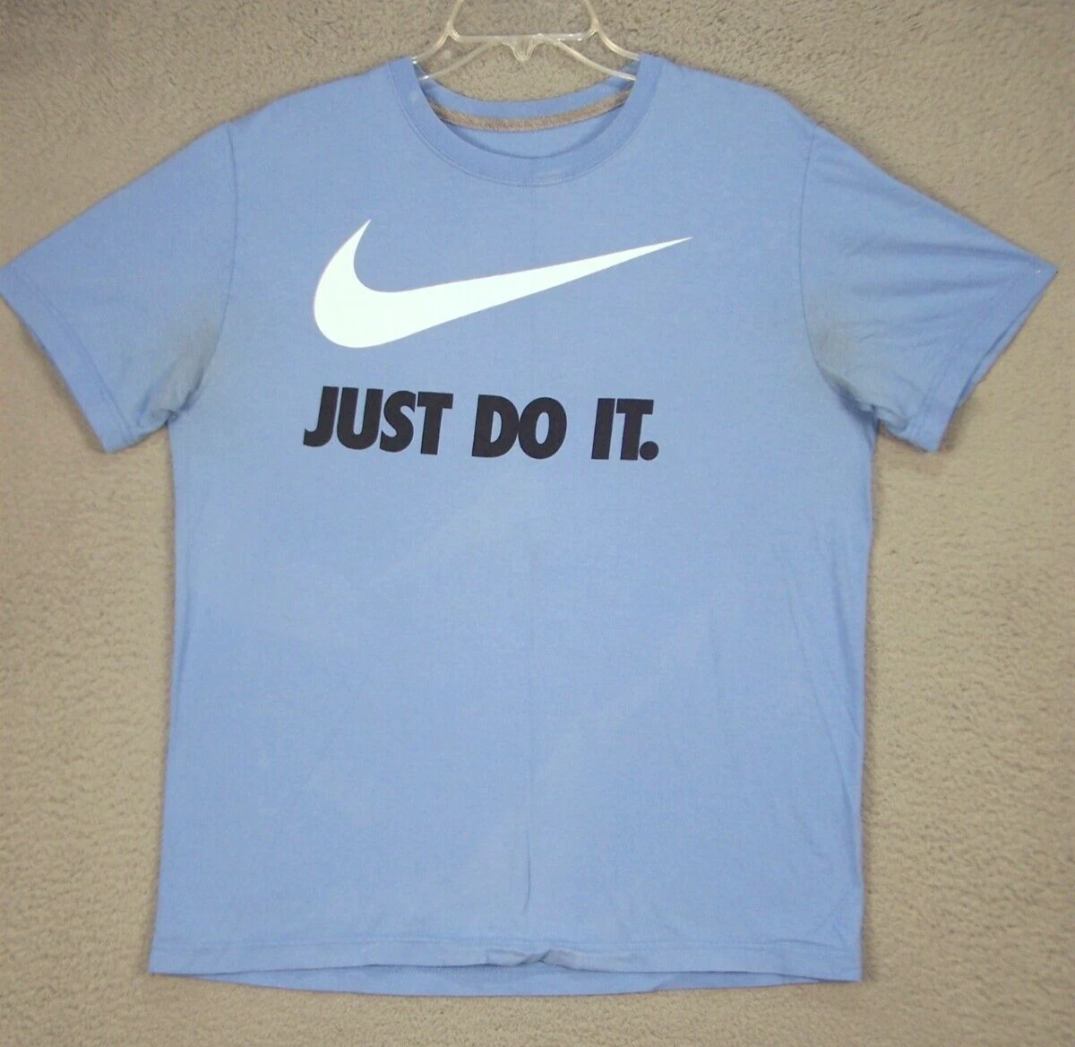 Nike Shirt Adult Large Light Blue Graphic Retro Swoosh Big Logo Just Do It  Men