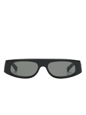 New GUCCI Sunglasses Black Gold Logo Square Oversized 51mm Grey Lens Womens Gucci GG Logo Oversized Low-Bridge Black Sunglasses main image 2