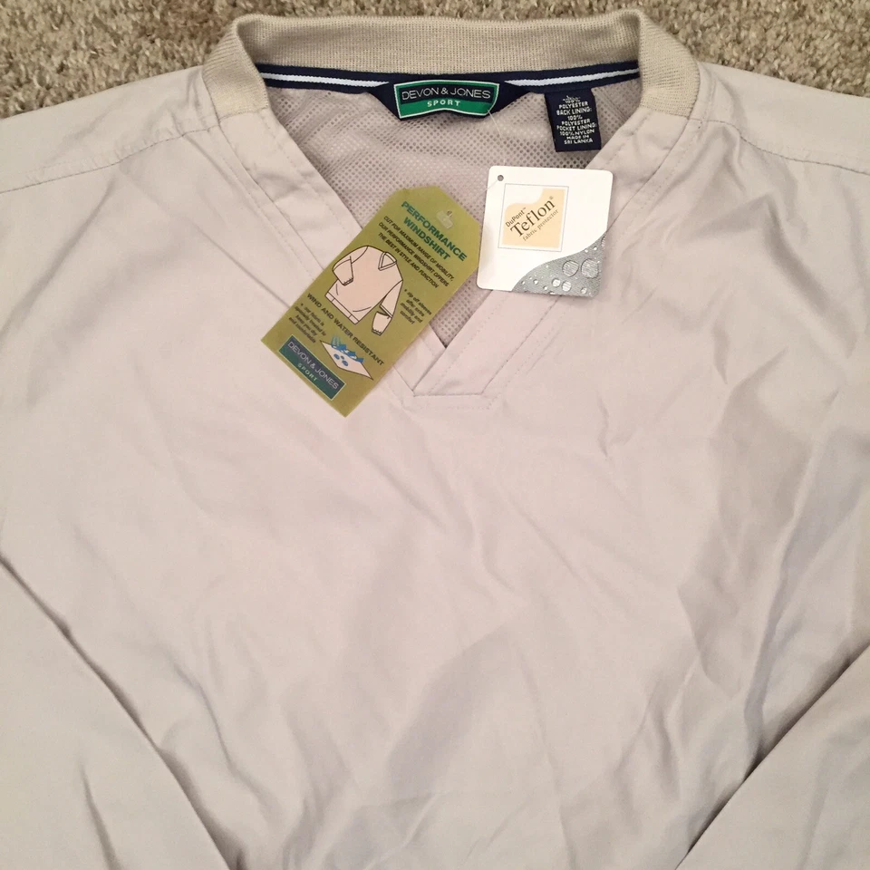 Devon & Jones Jacket Mens Large Beige Convertible Pullover Windbreaker New - Image 2 of 4