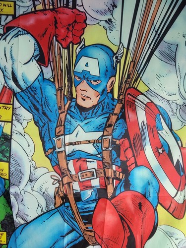 VTG 1991 MARVEL COMICS CAPTAIN AMERICA 29.5X44" CLOTH POSTER/FLAG. (R6) - Picture 2 of 7