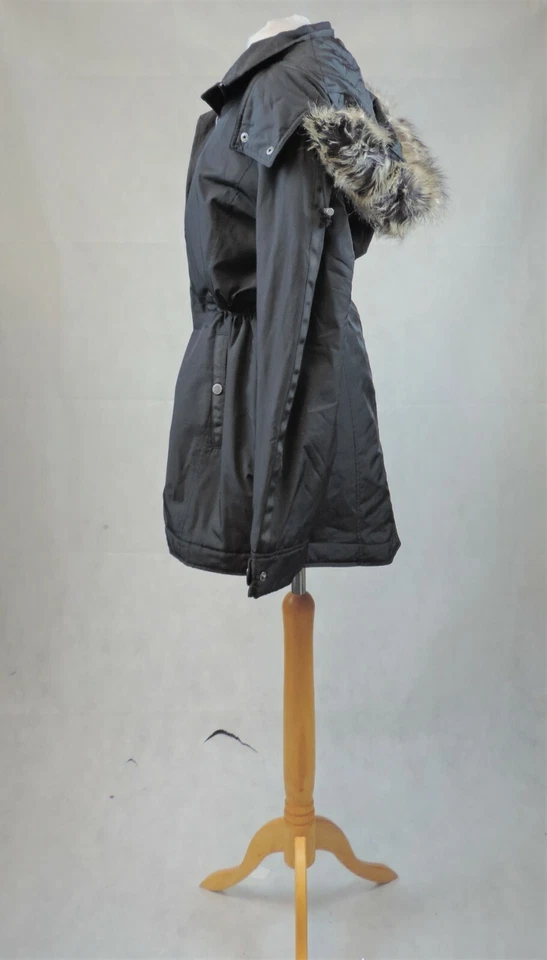 LAND'S END TWO WAY ZIPPER FUR HOOD JACKET BLACK SIZE UK S NH013 CC 09 - Image 2 of 4