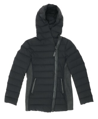 Mackage X3002 Lightweight Black Leather Trim Down Jacket Woman's Size Small