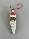 Black Santa Claus Icicle Shaped Ceramic Christmas Tree Ornament 4.5" Preowned