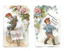 2 Antique Pub Chromos. Chocolate Foal Little Angels Messengers Bike Pink