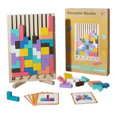 Wooden 3D Block Puzzle Montessori STEM Brain Teaser Toy for Kids