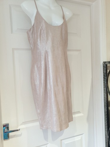MISSGUIDED Party Dress Pale Pink With Silver Shimmer Bodycon Sheath UK Size 10 - Bild 5 von 8
