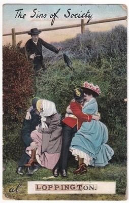 Postkarte Die Sünden der Gesellschaft Comic Humorvoll Lopington Shropshire Frech 1907 Kunst