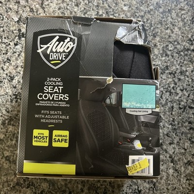 Auto Drive 2 Piece Gel Cooling Car Seat Cover Universal Fit Black