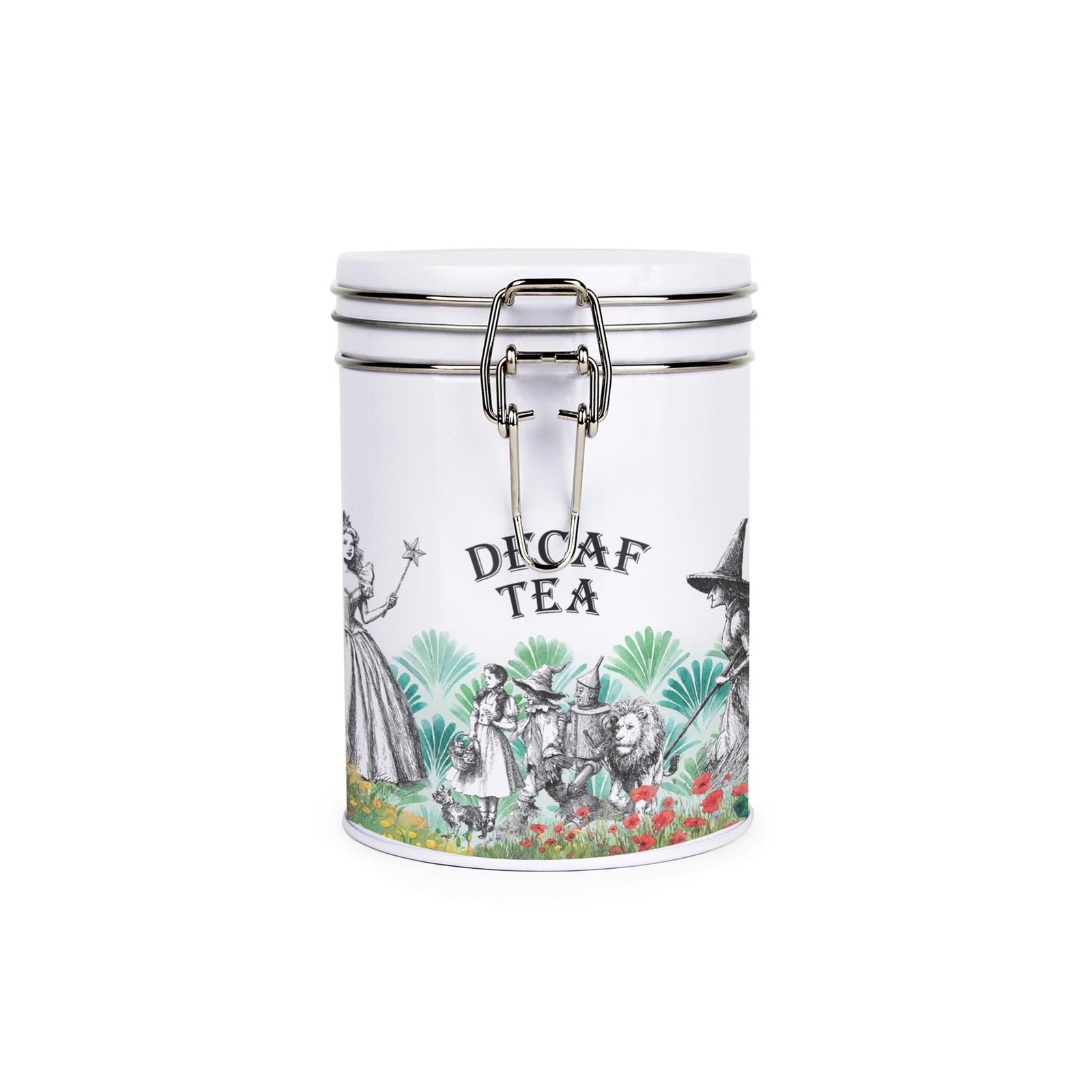 Wizard of Oz Decaf Tea Canister - Metal Clip-Lid Kitchen Storage Gift