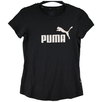 Puma Damen T-Shirt Größe 8 schwarz einfarbig Kurzarm Rundhalsausschnitt 100 % Baumwolle
