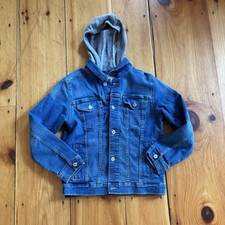 Old Navy Girls Denim Jacket XL 14-16 Blue Hooded Jean Jacket Stretch