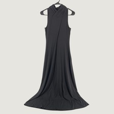 Garnet Hill Black Tencel Lyocell Mock Neck Sleeveless Maxi Dress XS Womens