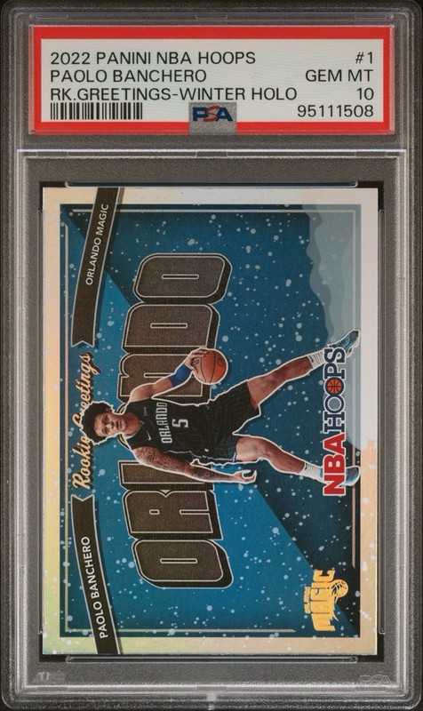 2022 Panini NBA Hoops Paolo Banchero RK Greetings Winter Holo PSA 10