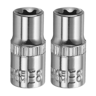 2pcs E-Torx Socket 1/4'' Drive E8 External Torx Deep Socket 1'' Star Sockets