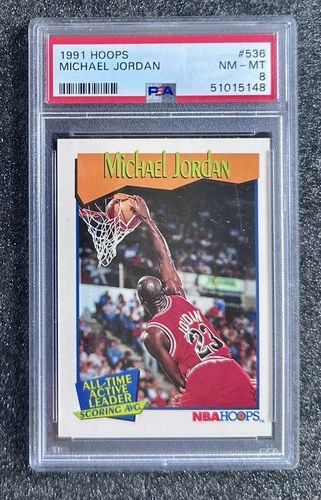 1991 Hoops Michael Jordan All-Time Leader #536 Chicago Bulls (HOF) PSA 8 NM-MT