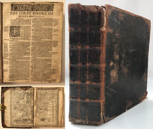 1619 KING JAMES HOLY BIBLE Old New Testaments MAP OF CANAAN Norton & Bill