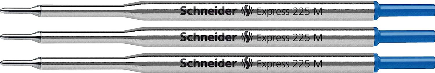 Schneider Express 225M Ballpoint Pen Blue Refill Medium Paper Mate Compatible x3