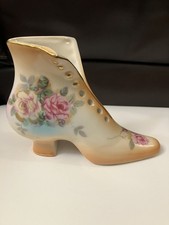 Vintage RS Victorian Style Womens Porcelain Floral Shoe Boot pretty