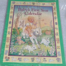 Vintage Current Baby's First Year Calendar Floral Animals Stickers 1989 New