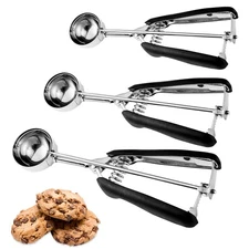 Cookie Scoop Set of 3, Cookie Dough Scoop for Baking Ice Cream Scoop with Trigge
