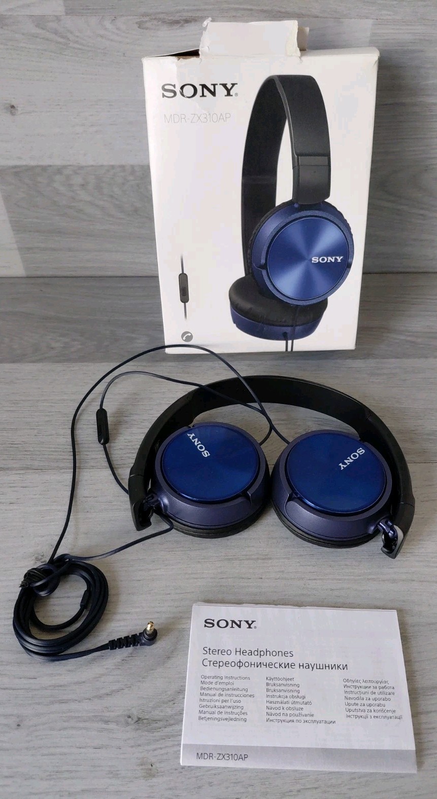 Sony Stereo Headphones On Ear MDR ZX310AP Blue 3.5mm Jack Box Opened Never Used