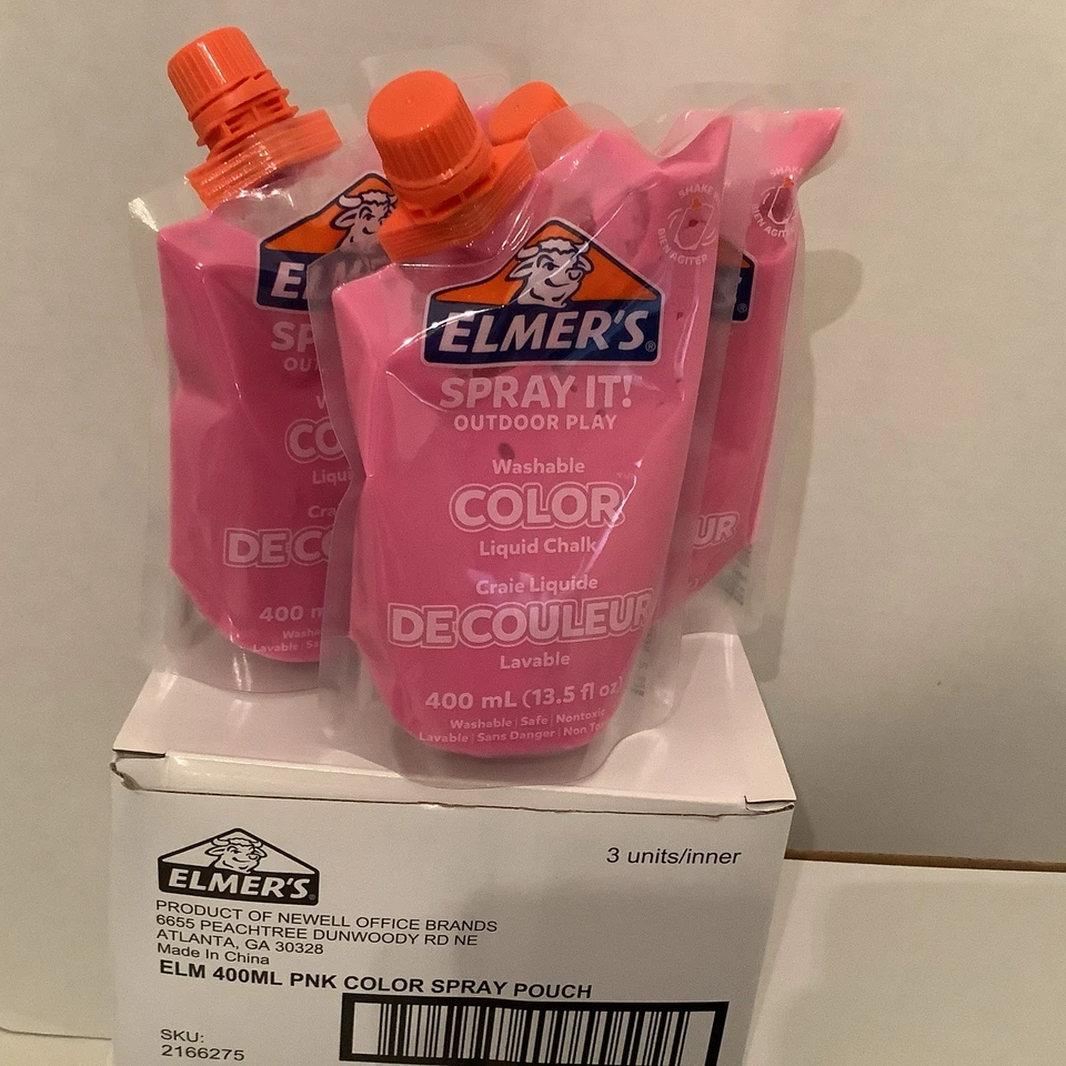 Bolsa de tiza líquida lavable para exteriores Elmer's Spray It 18 unidades rosa  Foto 4 de 4