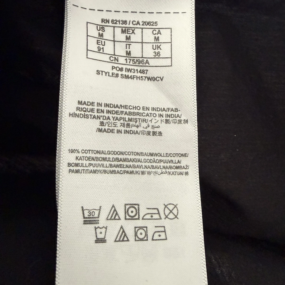 Camisa GUESS Para Hombre Mediana Negra con Rayas Grises Abotonada Ligera Manga Larga