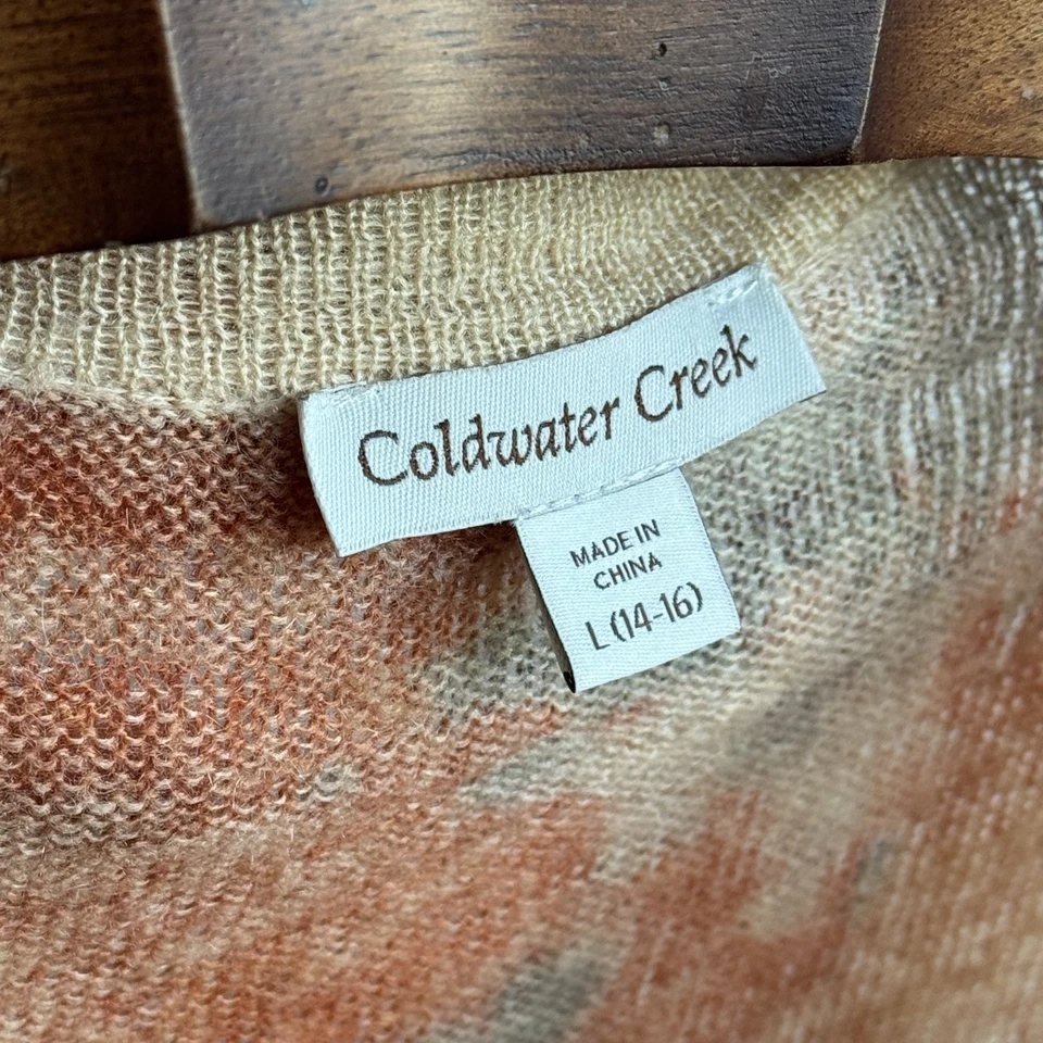 Cárdigan floral pintado con un botón de mezcla de lana/mohair Coldwater Creek talla L Foto 3 de 4