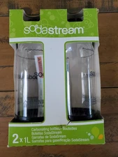 2X 1L Sodastream Plastic Carbonating Water Bottles - NEW - Soda Stream 
