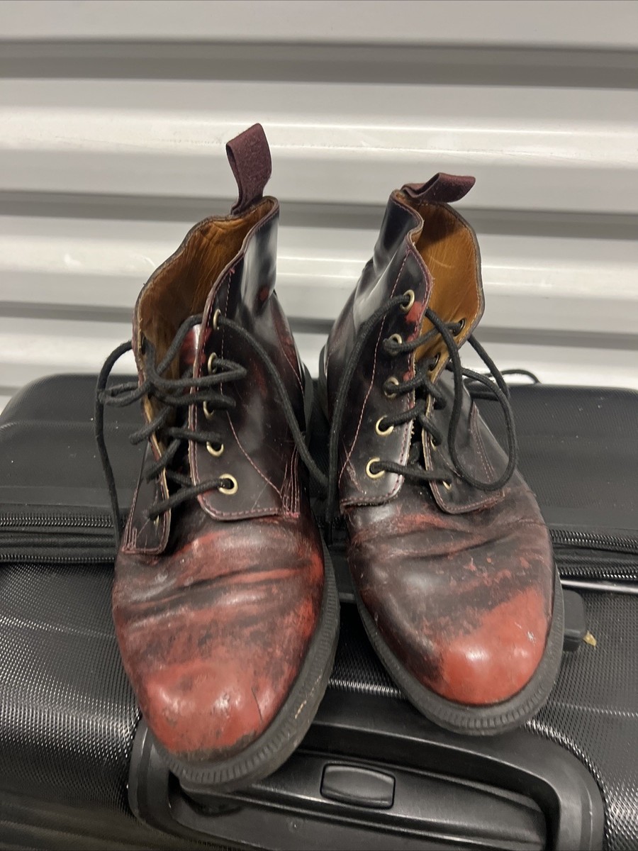 Dr Martens Emmeline Leather Lace Up Ankle Boots Cherry Red
