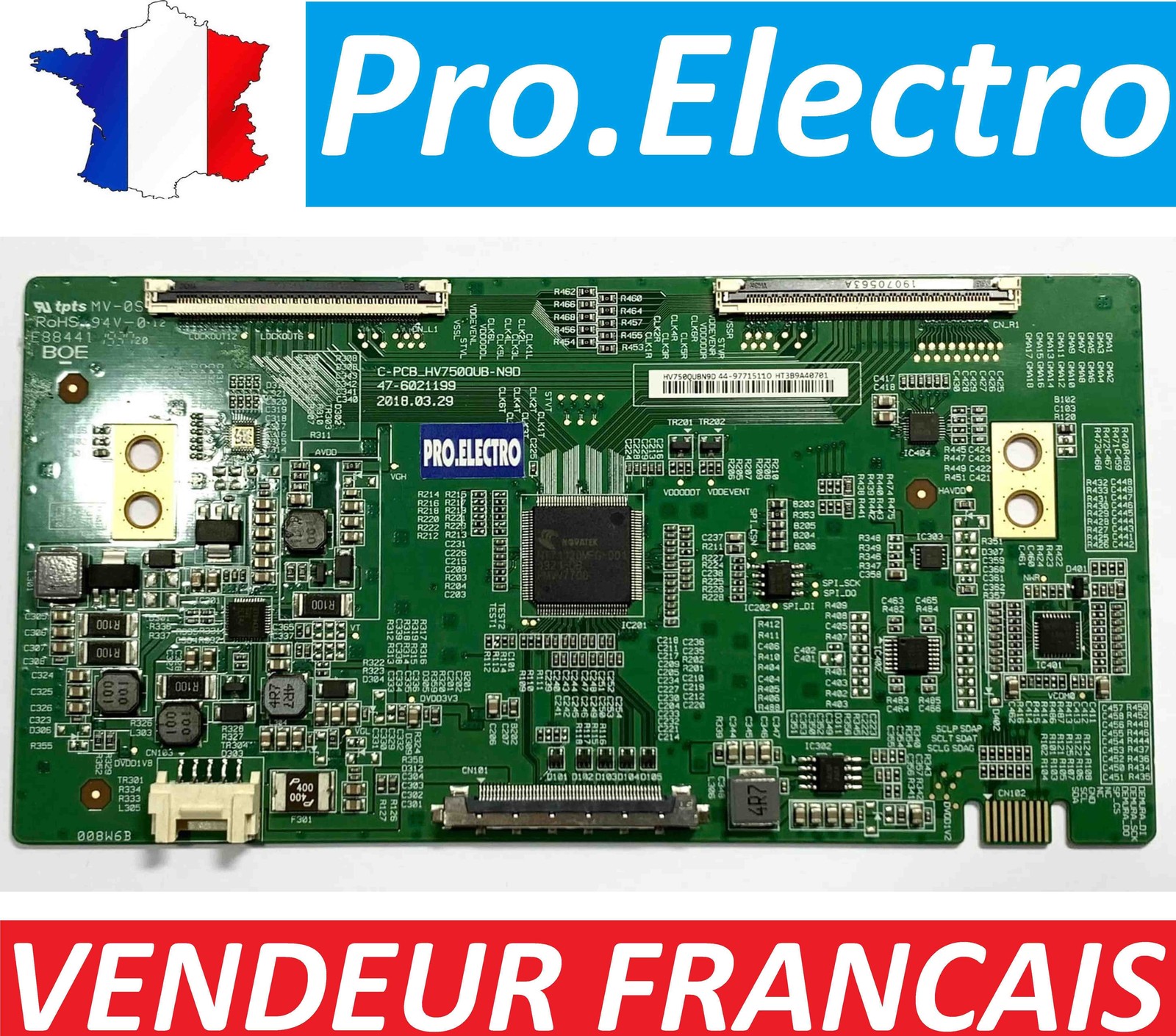 Écran noir réparé avec la carte T-CON HV750QUBN9D pour TV 75UM7050PLA