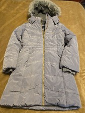 Calvin Klein Jeans Kids Puffer Jacket L 12/14 Faux Fur Lining Gray Hood Full Zip