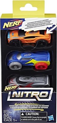 Nerf Nitro Foam Cars 3-Pack Refill Set 3 New In Box NIB Hasbro Toy Vehicles