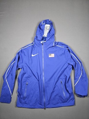 Nike Team USA Team Issued 3M Jacket Mens XXL Blue Lightweight Hooded 743458