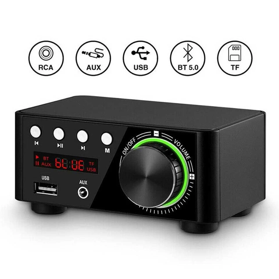 Home Bluetooth 5.0 Power Amplifier USB Mini Music Player Stereo Car Audio New CI - Image 3 of 4