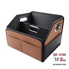 Car Organizer - 2025 Upgraded Leather Car Storage Organizer Brown and Black